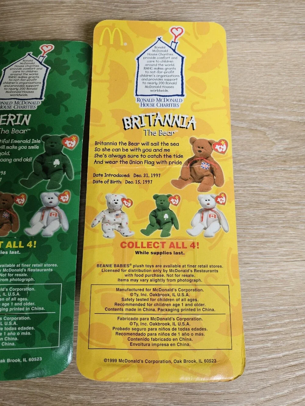 NWT TY Teenie Beanie Baby McDonald's (1999 International Collection)